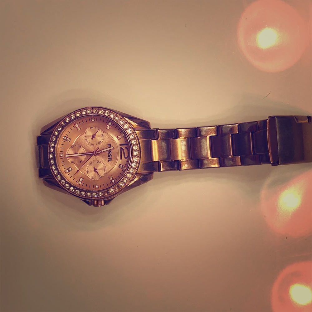 Rose Gold Fossil Warch